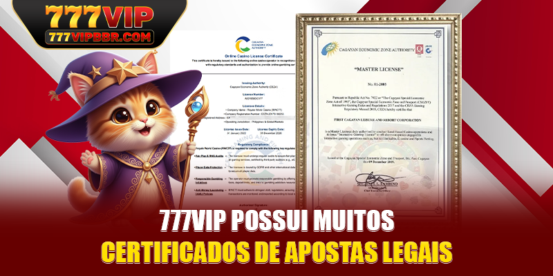 777VIP possui muitos certificados de apostas legais